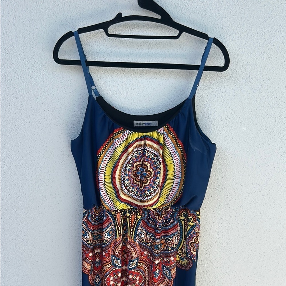 Bailey Blue Navy, Orange, and Yellow Maxi Sundress Size M - Picture 2 of 7